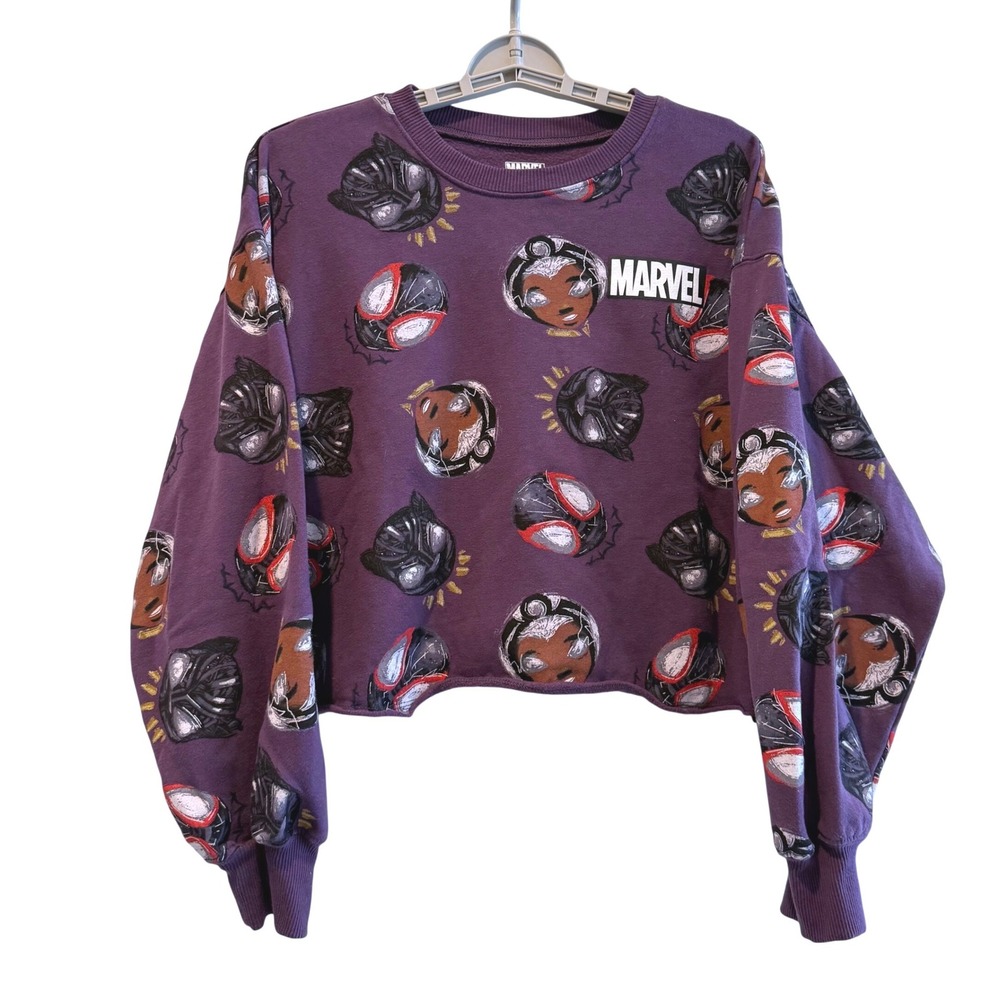 MARVEL ARTIST SERIES Cropped Pullover Black Panther Womens 2X